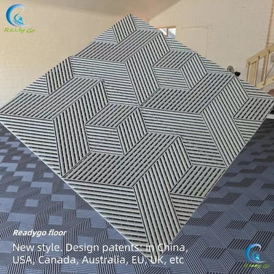 Ognioodporne płytki podłogowe do garażu łatwe do zainstalowania 15,75 x 15,75 cali 3D sześcian czarny 0,7 cali grubość